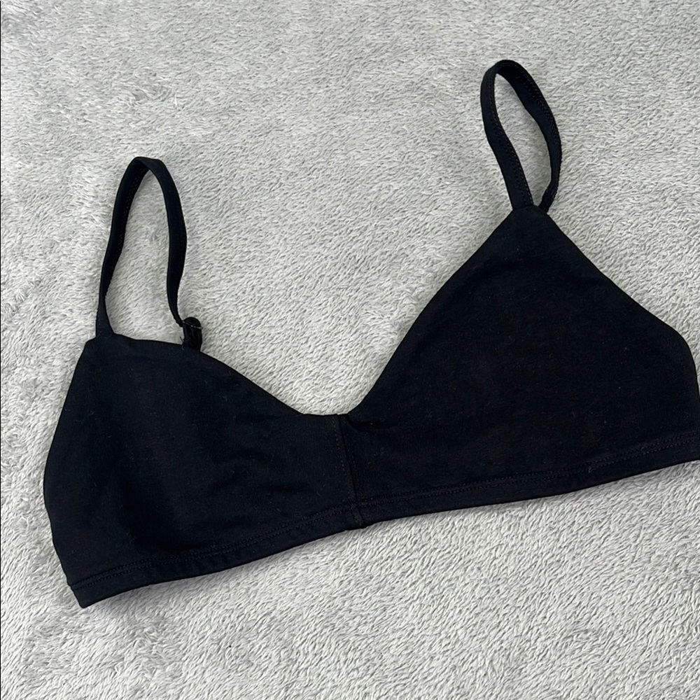 NEW MATE The Label S Organic Comfort Triangle Bra Classic Black Women's Bralette